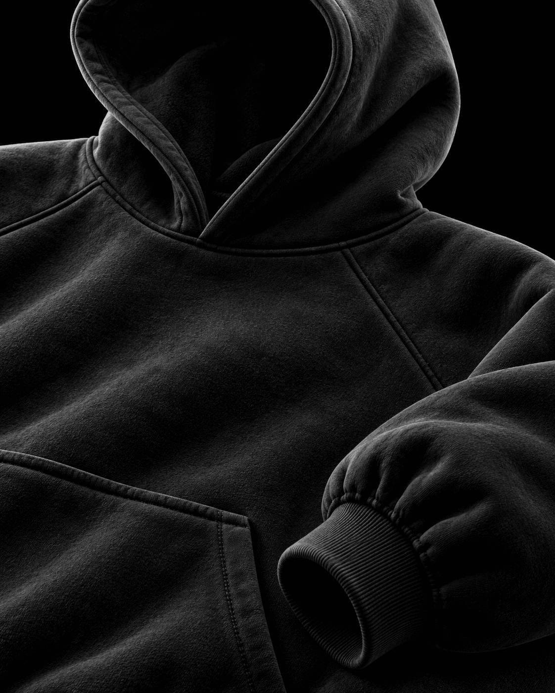 Premium Heavyweight Oversized Sweatshirt in Black, detail view