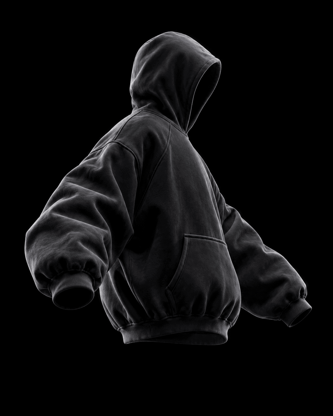 Premium Heavyweight Oversized Sweatshirt in Black, secondary view